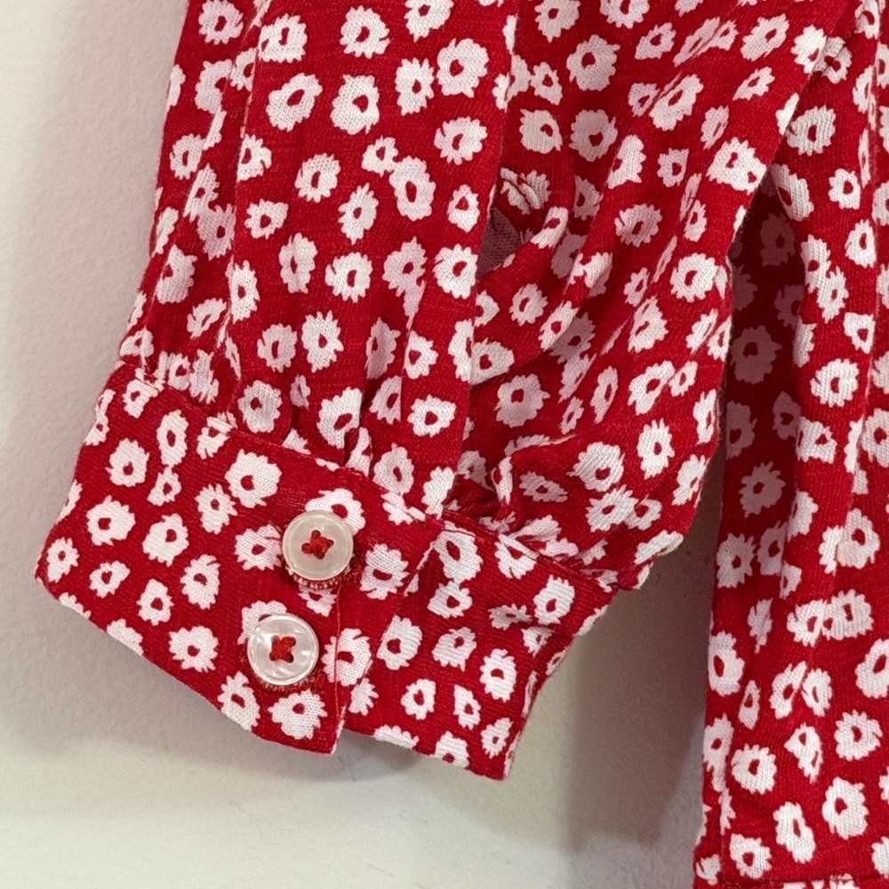 NWT Boden Button Jersey Mini Tea Dress Women’s 4 Short Sleeve Red Floral Boho - Picture 9 of 11
